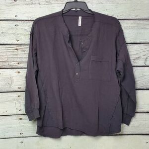 Zenana Small/Medium Gray Woffle knit Top